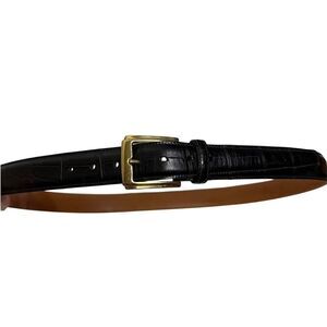 Trafalgar Black Burundi French Calf Croc Embossed Leather Belt Sz. 38